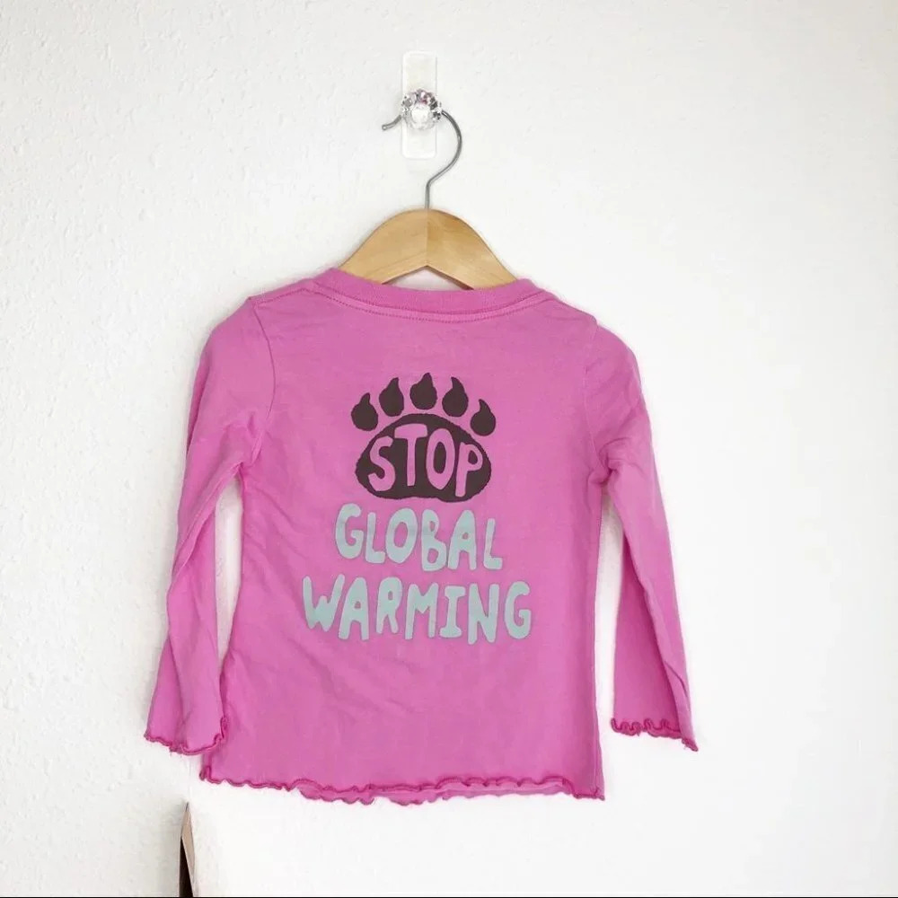 Nwt Peek X The Nature Conservatory Shirt Long Sleeve Chilly Polar Bear Pink 2t — image 2 of 8
